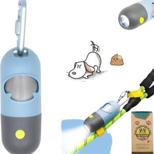 LED poop bag dispenser with flashlight